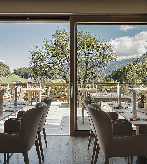 Ausblick Restaurant Terrasse Bachmanngut am Wolfgangsee