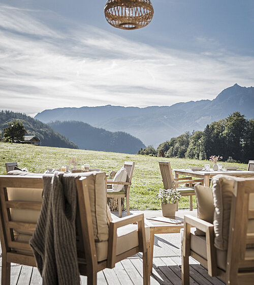 Ausblick Terrasse Bachmanngut am Wolfgangsee